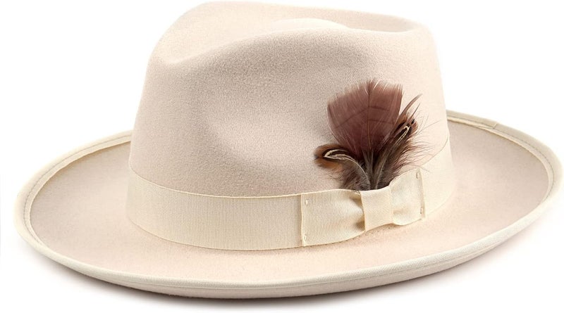 FADACHY Fedora Hats for Men & Women Wide Brim Felt Hat Dress Panama Trilby Hats - Image 1